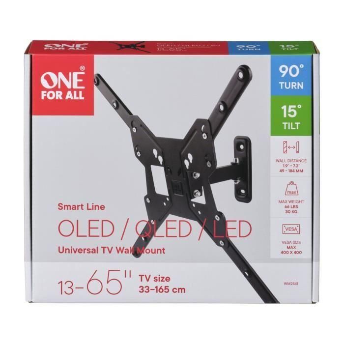 ONE FOR ALL WM2441 90 ° de inclinación y montaje de pared giratorio para TV de 33 a 140 cm (13-55) 2 ONE FOR ALL WM2441 90 ° de inclinación y montaje de pared giratorio para TV de 33 a 140 cm (13-55) 2