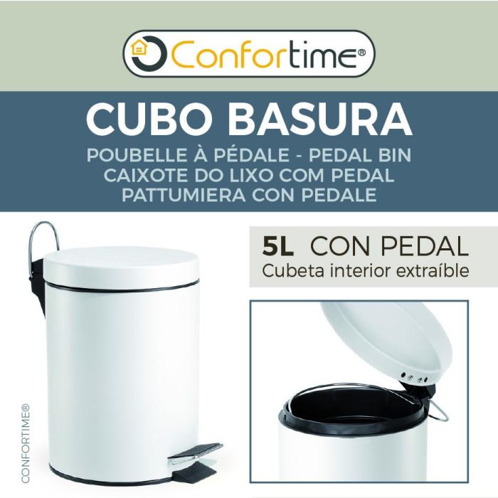 Confortime Cubo Basura Metal con Pedal 5 Litros Blanco 7 Confortime Cubo Basura Metal con Pedal 5 Litros Blanco 7
