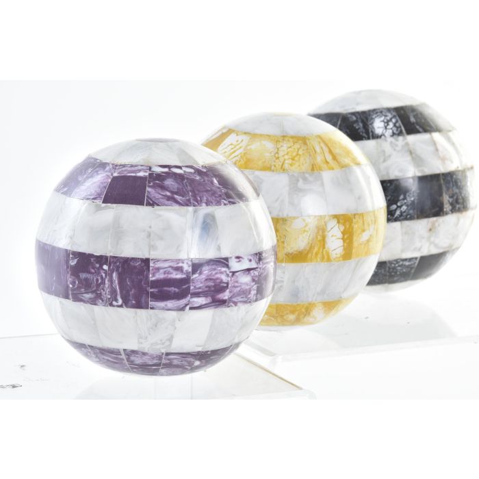 DKD Home Decor Bola Decoración Urban Nácar Lila, Amarillo, Negro, Blanco Surtidas 13x13x13 cm - Pack 6 Unidades 1 DKD Home Decor Bola Decoración Urban Nácar Lila, Amarillo, Negro, Blanco Surtidas 13x13x13 cm - Pack 6 Unidades 1