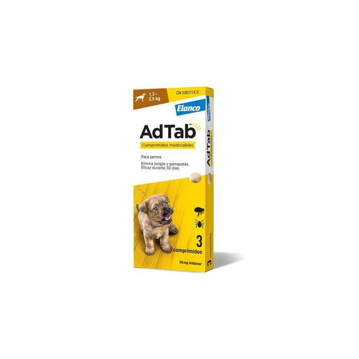 Elanco Adtab 56 mg 3 Comp Masticable 1,3-2,5 kg Perro