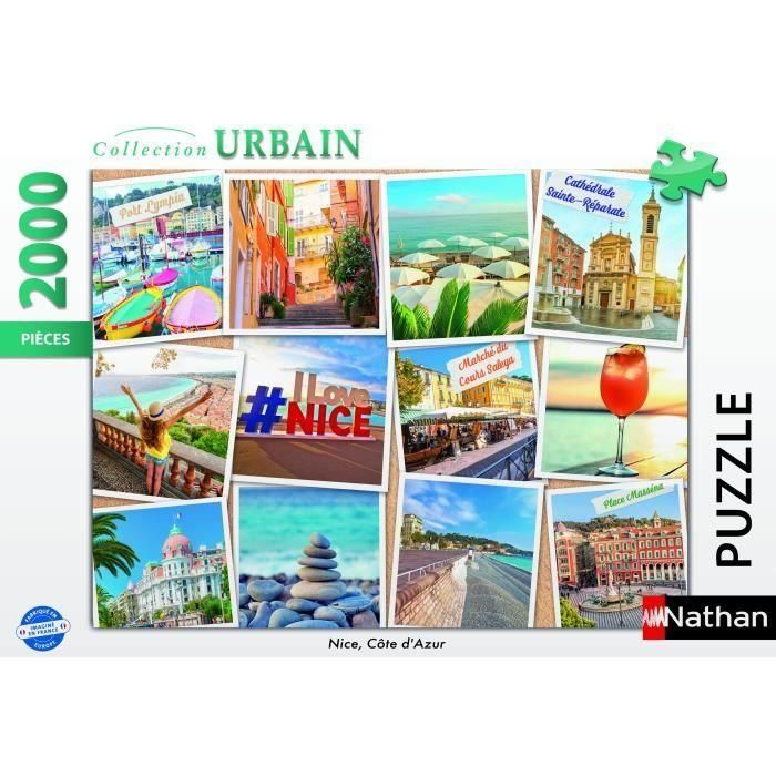 Puzzle de 2000 piezas, Niza, Costa Azul, Adultos y niños a partir de 14 años, Colección Urban, Francia, 12001613, Nathan 1