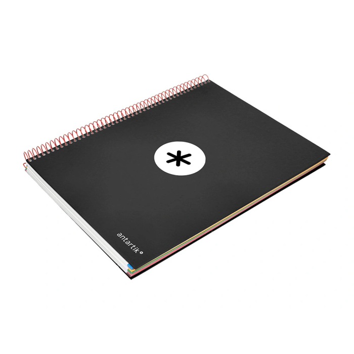 Antartik Cuaderno Espiral A4 Tapa Forrada 120 Hojas 90gr Micro Horizontal Negro 5 Bandas 4 Taladros 5