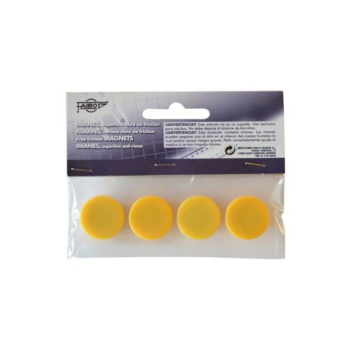 Faibo 4 Imanes Redondos 20 mm Amarillo