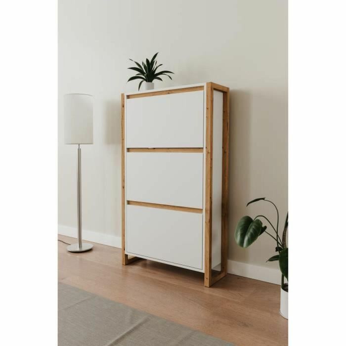 Denver Zapatero 49A Blanco/Roble - 70 x 25 x 125 cm 3