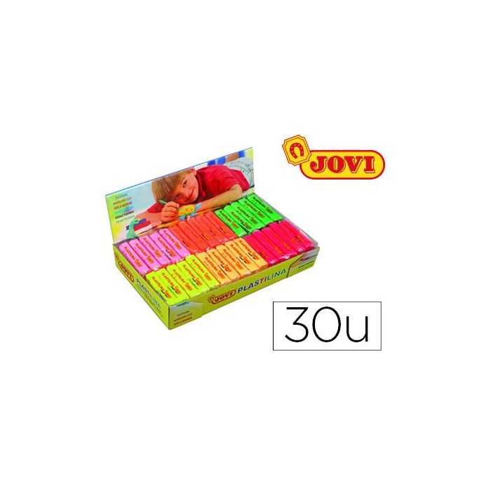 Plastilina Jovi 70F Tamaño Pequeño Caja De 30 Unidades Colores Fluorescentes Surtidos