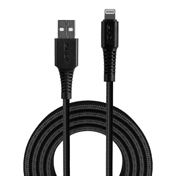 Lindy 0.5m Reinforced USB Type A to Lightning Charge and Sync Cable 1 Lindy 0.5m Reinforced USB Type A to Lightning Charge and Sync Cable 1