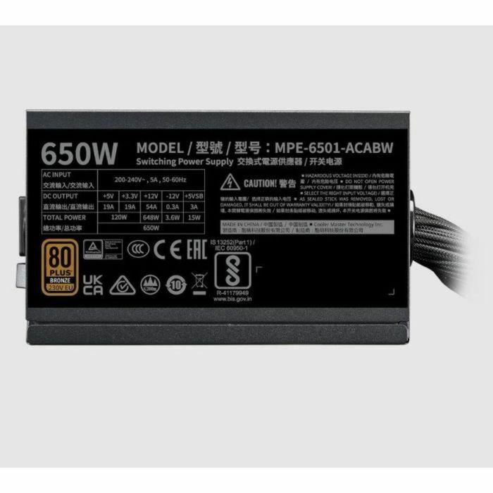Cooler Master MWE 650W V2 ATX 3.1 - Fuente de Alimentación para PC - 650 W 5 Cooler Master MWE 650W V2 ATX 3.1 - Fuente de Alimentación para PC - 650 W 5