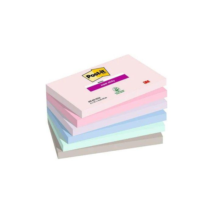 Taco Notas Post-It 655 Super Sticky 76X127 Colores Soulful Pack De 6