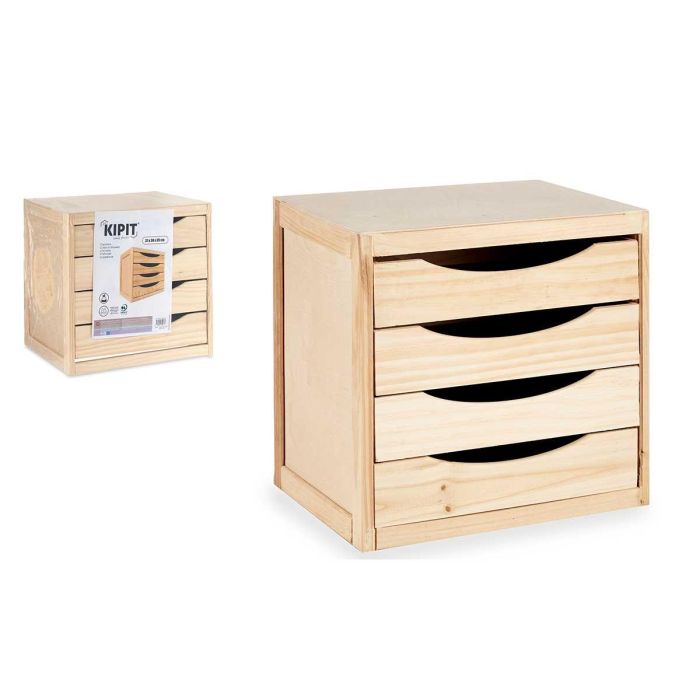 Cajonera de Madera Kipit 4 Cajones 30x37x38 cm Natural Cajonera de Madera Kipit 4 Cajones 30x37x38 cm Natural