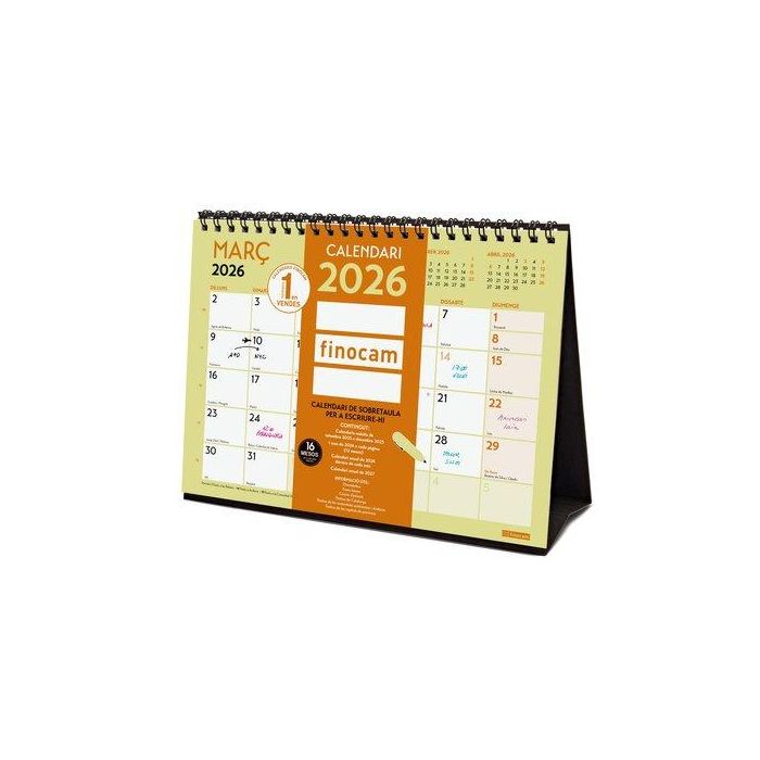 Calendari (2026) Catalan Finocam Sobretaula Triangular Grafik Mensual Per Escriure S 210X150