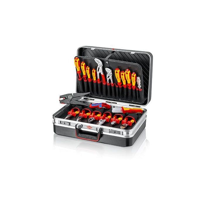 Knipex Maleta de herramientas Vision24 Elektro para electricistas con 20 herramientas, incluye cortacables, alicates y pelacables
