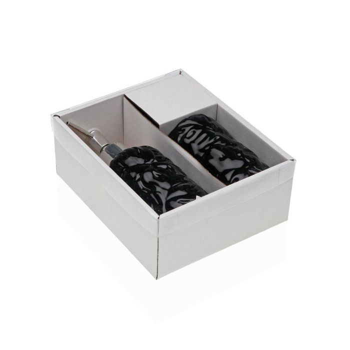 Set de Baño 2 Pzas Hojas Negro Versa 6.8x17 cm Dolomita (2 Unidades) 1 Set de Baño 2 Pzas Hojas Negro Versa 6.8x17 cm Dolomita (2 Unidades) 1