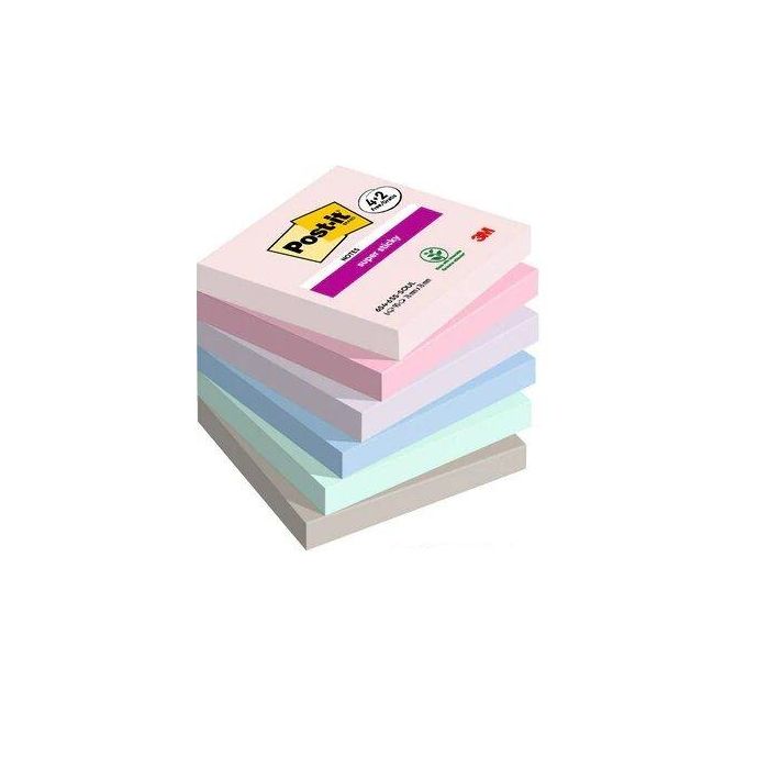 Notas Adhesivas Post-It 90H Z Notes 76X76 (R330) Super Sticky Colores Soulful Pack De 6