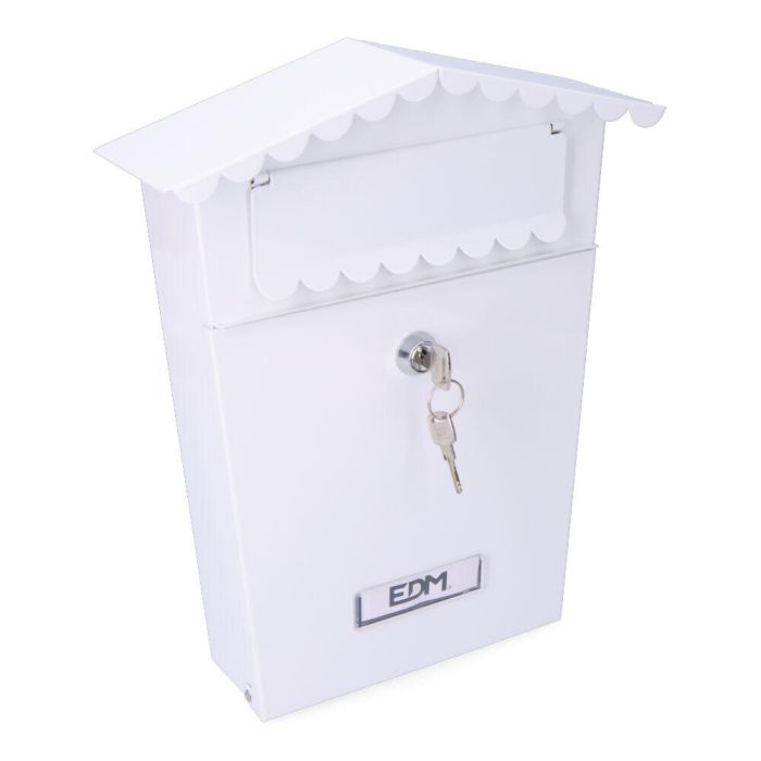 Edm Buzón de acero modelo House blanco 210 x 60 x 300 mm Edm Buzón de acero modelo House blanco 210 x 60 x 300 mm
