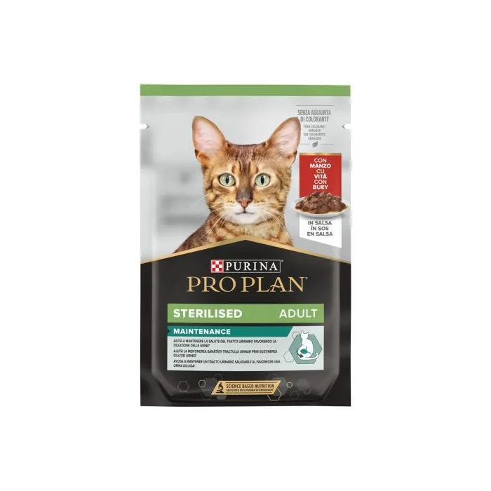 Purina Pro Plan Feline Esterilizado Carne en Salsa 26x85 gr - Alimento Completo para Gatos Adultos Esterilizados