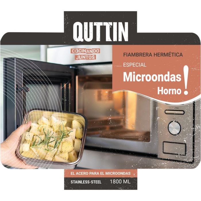 Fiambrera Hermética Quttin Rectangular Acero Inoxidable Plateado Acero 1,8 L 23 x 18 x 9 cm 9 Fiambrera Hermética Quttin Rectangular Acero Inoxidable Plateado Acero 1,8 L 23 x 18 x 9 cm 9
