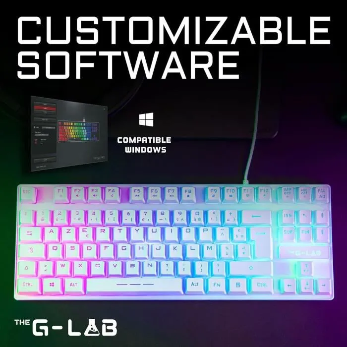 The G-Lab KEYZ-CAESIUMT-W/FR Teclado Gaming Membrana TKL RGB 100% Personalizable Diseño FR Blanco 2
