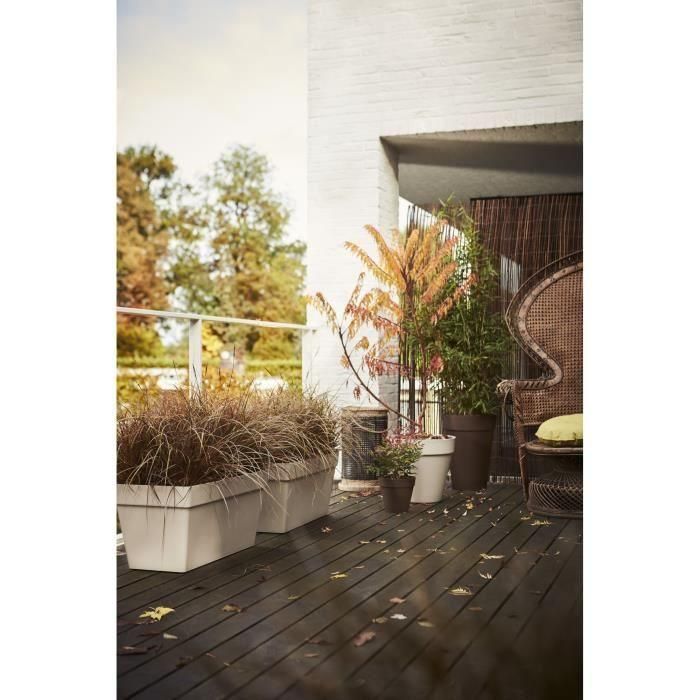 Elho Jardinera Contenedor con Ruedas para Plantas de Patio y Terraza, Autorriego (Depósito de Agua 51 L), 70 cm, Blanco 2