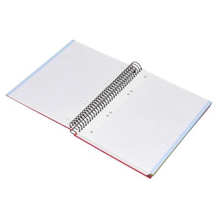 Cuaderno Espiral Liderpapel A5 Micro Papercoat Tapa Forrada 140H 75 gr Cuadro5 mm 5 Bandas 6 Taladros Rojo 6