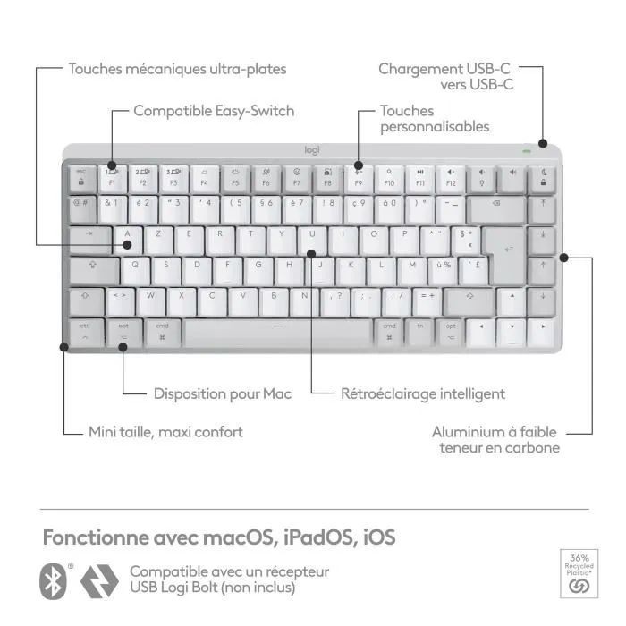 Logitech MX Keys Mini Teclado Inalambrico Compacto Retroiluminado para MAC, iOS, Windows, Linux, Android 5 Logitech MX Keys Mini Teclado Inalambrico Compacto Retroiluminado para MAC, iOS, Windows, Linux, Android 5