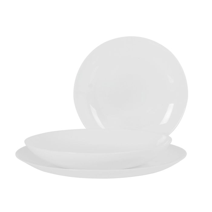 La Mediterranea Vajilla 12 Piezas Redonda Opal "Whom" con Platos de 26.5 cm y 23 cm (2 Unidades)