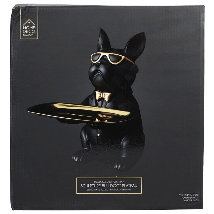 Home Deco Factory Vaciabolsillos Bulldog Negro Escultura Decorativa para Llaves y Monedas 18x18x22 cm 1
