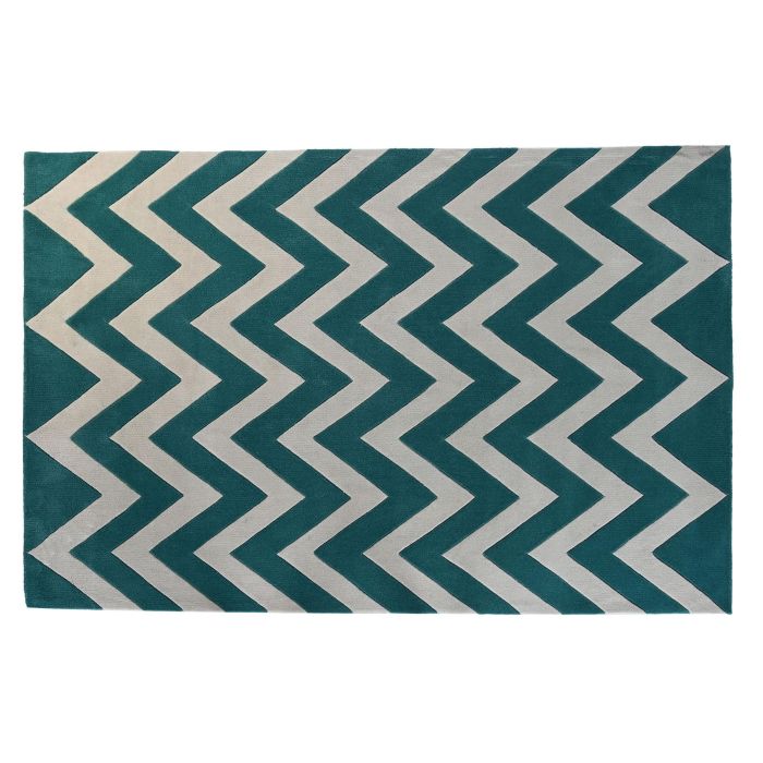 DKD Home Decor Alfombra Urban Bicolor con Diseño Zigzag 230 cm x 160 cm y 2 cm de Grosor. 100% Poliester 1800 gsm.