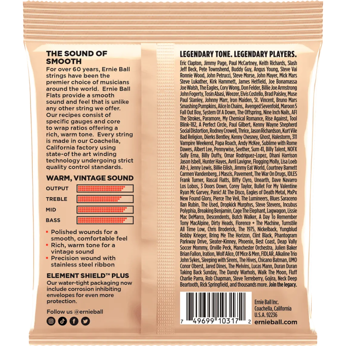 Ernieball Juego Cuerdas Guitarra Eléctrica Entorchado Plano Light Slinky 11-50 1