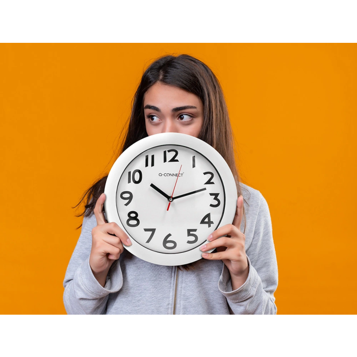 Q-connect Reloj de Pared Redondo Plástico Oficina 30 cm Marco Blanco 6