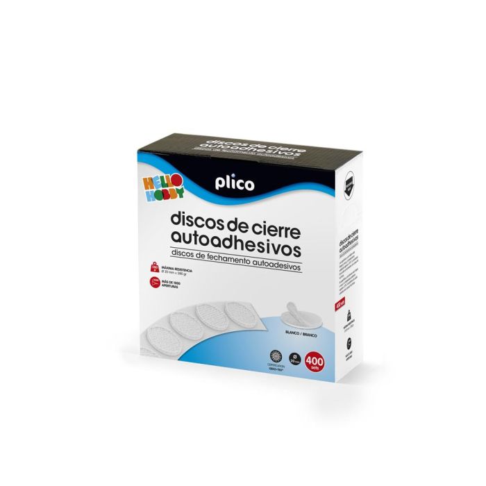 Plico Discos De Cierre Textil Autoadhesivo Ø20 mm -Caja 400 Discos- Blanco 1