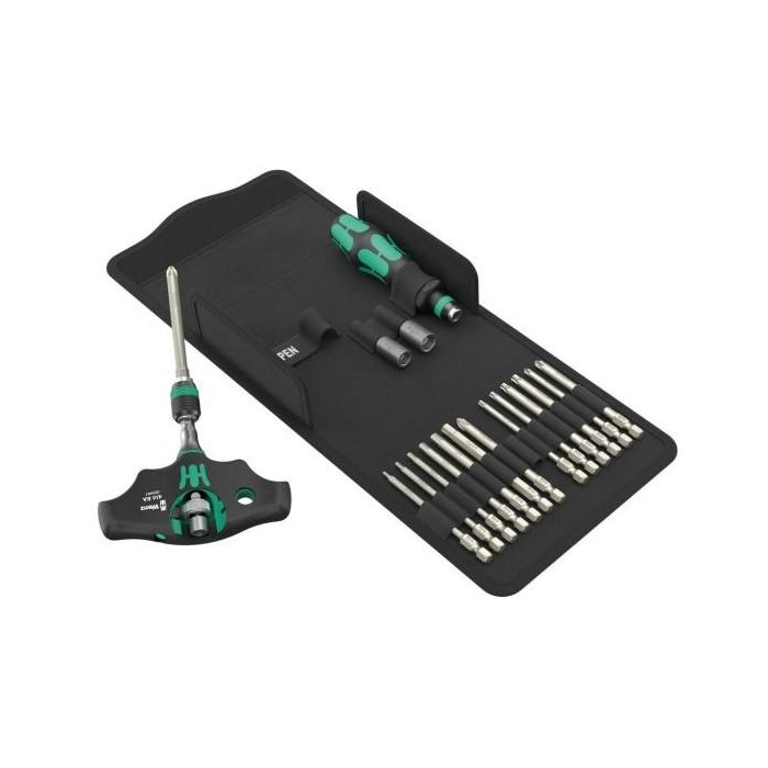 Wera 05136072001 Kraftform Kompakt 400 RA SHK Set 1 - Juego de destornilladores con mango en T, 18 piezas / 14 bits