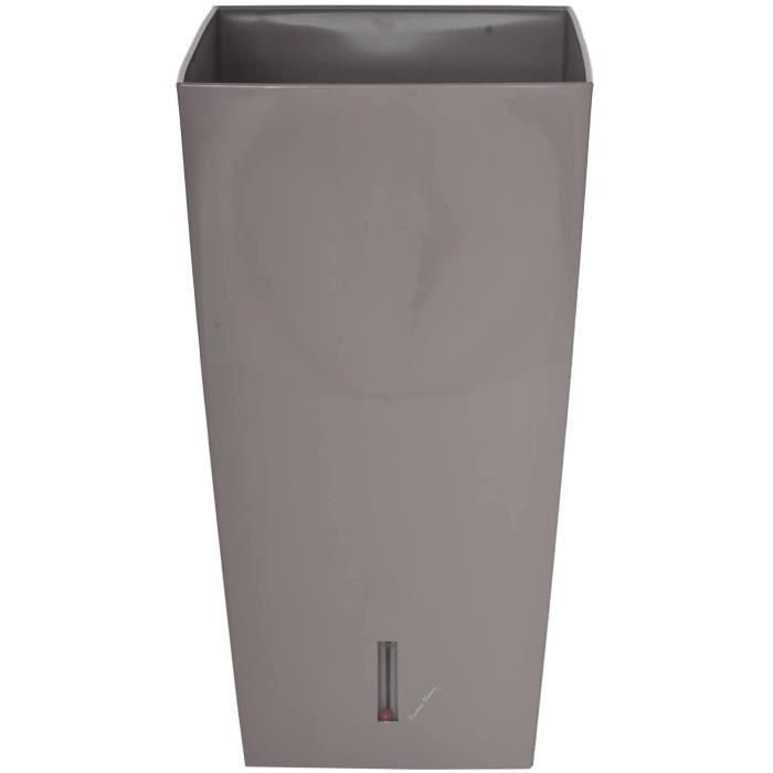 Riviera Maceta cuadrada Eva Nueva de plástico con reserva de agua, 28x28x52 cm, 31 L, Taupe 1 Riviera Maceta cuadrada Eva Nueva de plástico con reserva de agua, 28x28x52 cm, 31 L, Taupe 1