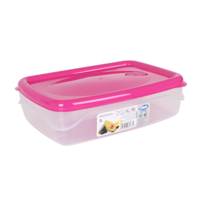 Dem Fiambrera 3L Hermética Microondas Rectangular 29.5x21.5x7.5 cm (12 Unidades)