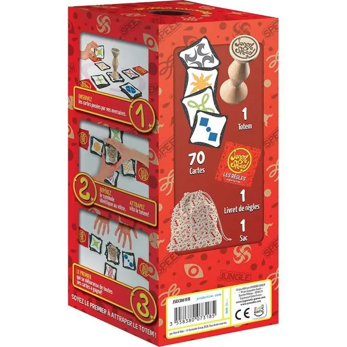 Asmodee Jungle Speed Edición Ecológica con Tótem de Madera y Bolsa de Algodón Orgánico 1