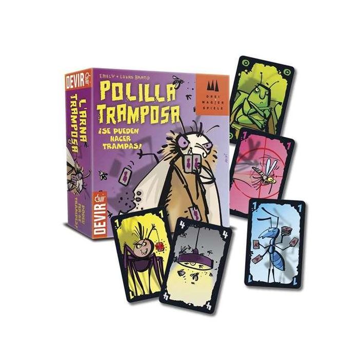 Devir Juego Polilla Tramposa - ¡Gana deshaciéndote de tus cartas! - Juego de Mesa para 5 Jugadores - Edad 7 a 99 años - Español, Portugués, Catalán 1 Devir Juego Polilla Tramposa - ¡Gana deshaciéndote de tus cartas! - Juego de Mesa para 5 Jugadores - Edad 7 a 99 años - Español, Portugués, Catalán 1