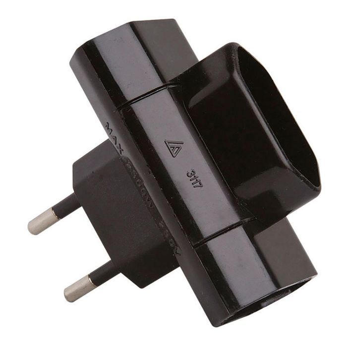 Clavija triple lateral 2p 10a 250 v~ negra Clavija triple lateral 2p 10a 250 v~ negra
