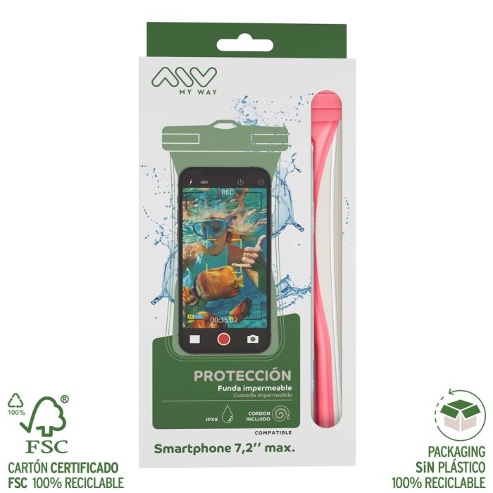 myway funda acuática universal Floating IPx8 hasta 7,2" rosa 5 myway funda acuática universal Floating IPx8 hasta 7,2" rosa 5