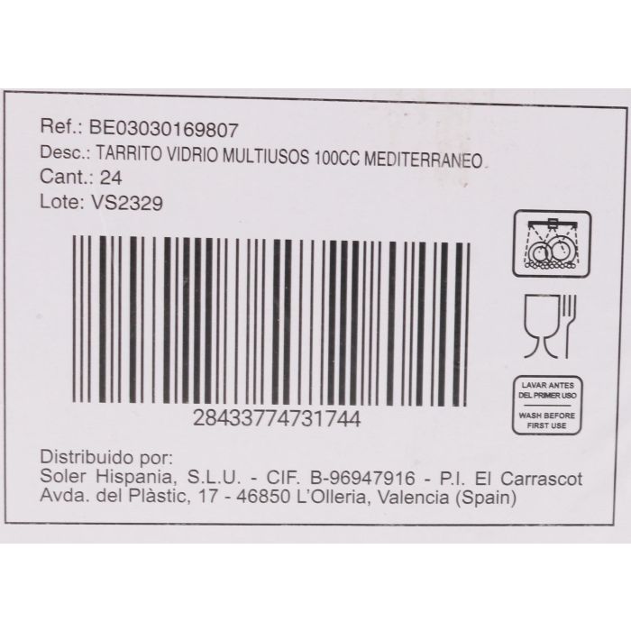 Tarrito de Vidrio Multiusos 100 cc - Mediterraneo (72 Unidades) 3 Tarrito de Vidrio Multiusos 100 cc - Mediterraneo (72 Unidades) 3