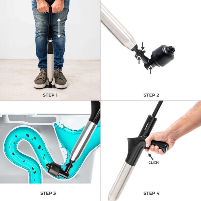 Desatascador de Aire Comprimido de Alta Presión con Accesorios y Manómetro 5 en 1 Jetpro InnovaGoods 4