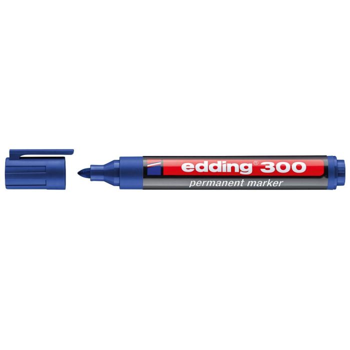 Rotulador permanente Edding 300 Azul (10 Unidades) 1