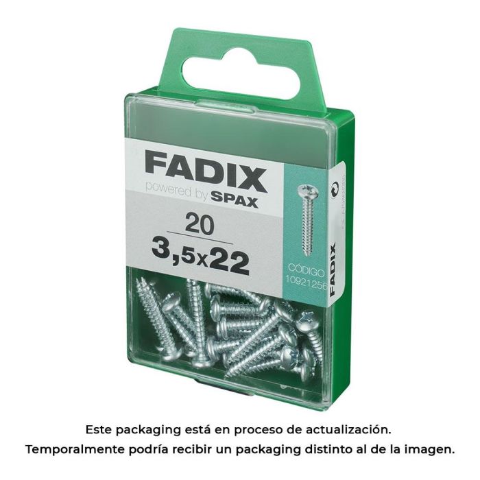 Fadix Caja con 20 unidades Tornillo Rosca Chapa CR Cinc 3,5x22mm
