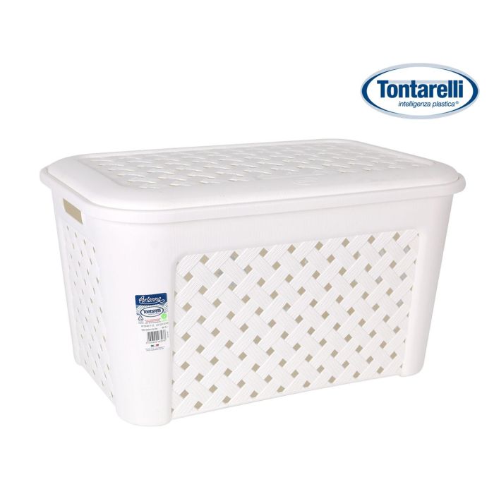 Tontarelli Cesta Ropa 48.3L Blanca C/Tapa "Arianna" 58x39x32 cm (6 Unidades) Tontarelli Cesta Ropa 48.3L Blanca C/Tapa "Arianna" 58x39x32 cm (6 Unidades)
