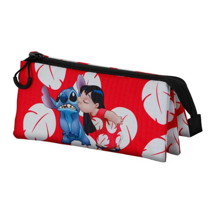 Estuche Portatodo Triple Kiss Disney Lilo y Stitch Rojo