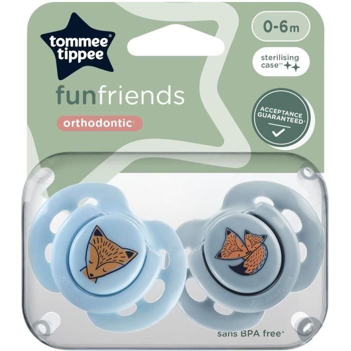 Chupete - TOMMEE TIPPEE - FUN - 0-6 meses - Set de 2 chupetes simétricos sin BPA - Cápsula de esterilización reutilizable 4