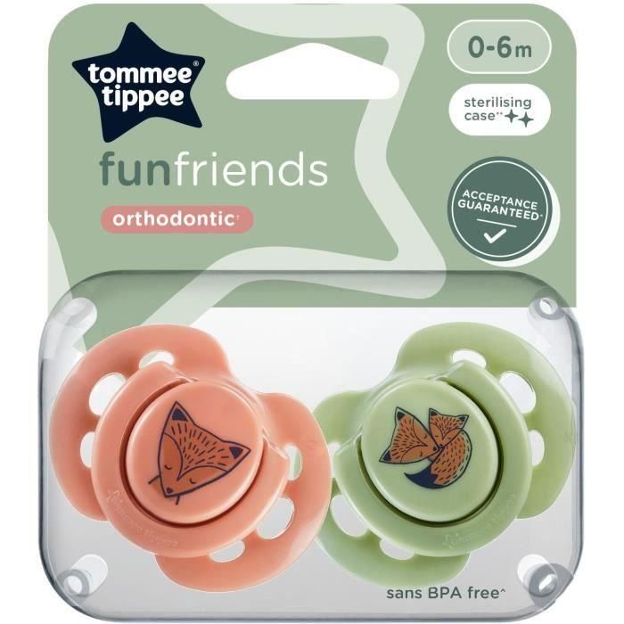 Chupete - TOMMEE TIPPEE - FUN - 0-6 meses - Set de 2 chupetes simétricos sin BPA - Cápsula de esterilización reutilizable 5