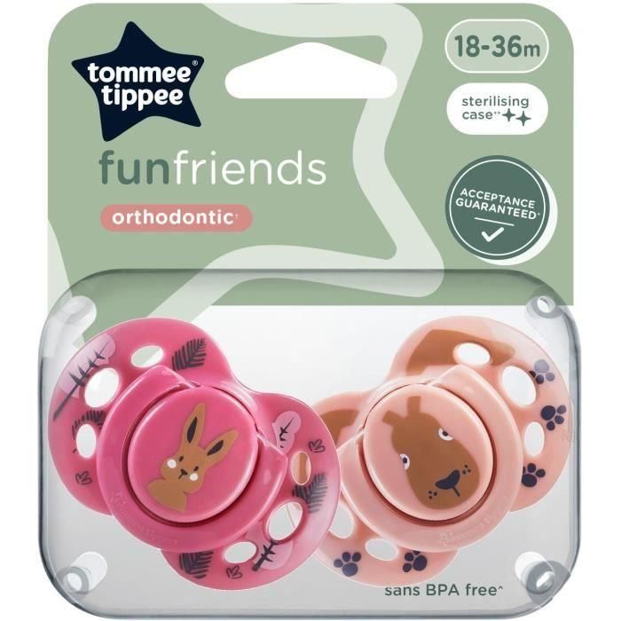 Chupete - TOMMEE TIPPEE - FUN - 18-36 meses - Set de 2 chupetes simétricos sin BPA - Cápsula de esterilización reutilizable 4