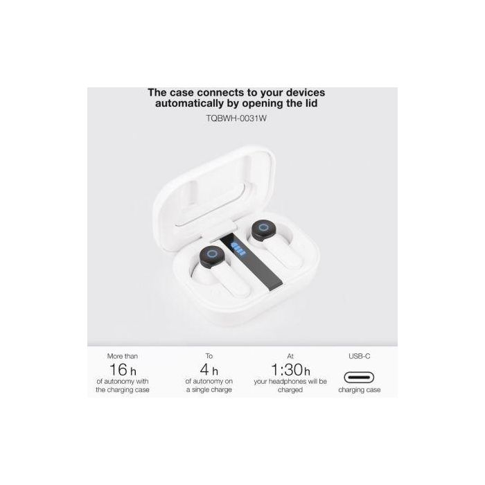 Auriculares Bluetooth TooQ Bender TQBWH-0031W con estuche de carga/ Autonomía 4h/ Blancos 2