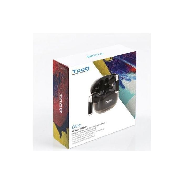 Auriculares Bluetooth TooQ Onyx TQBWH-0054B con estuche de carga/ Autonomía 4h/ Negros 4