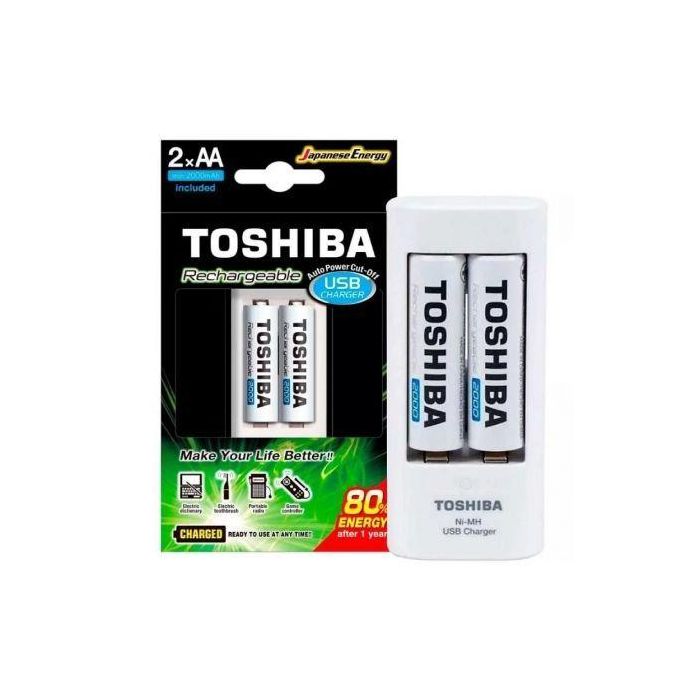 Cargador de Pilas Toshiba TNHC-6GME2 CB/ capacidad 2 pilas AA y AAA/ 2 Pilas AA Incluidas 2