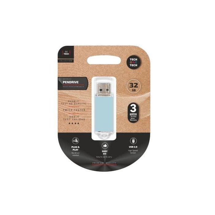 Pendrive 32GB Tech One Tech Basic USB 2.0/ Azul Cielo